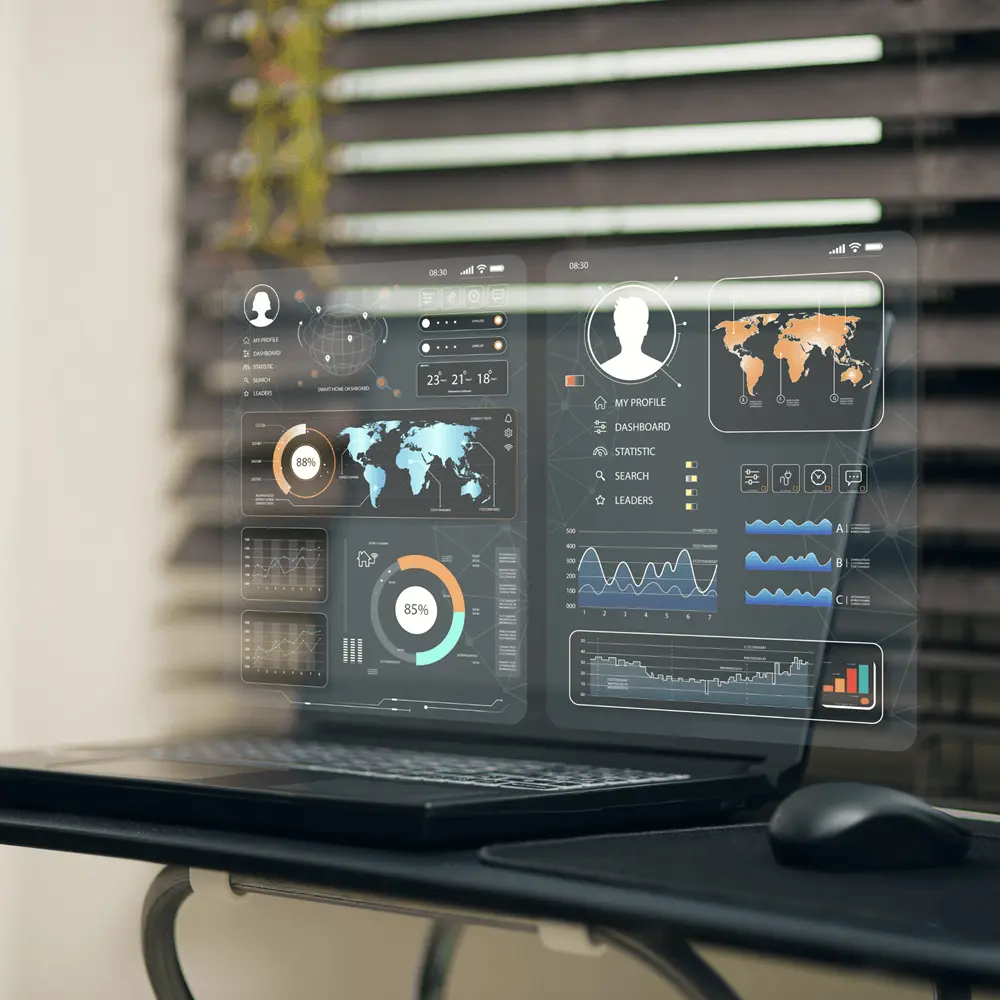 Digital dashboard interface representing AI-assisted marketing tools